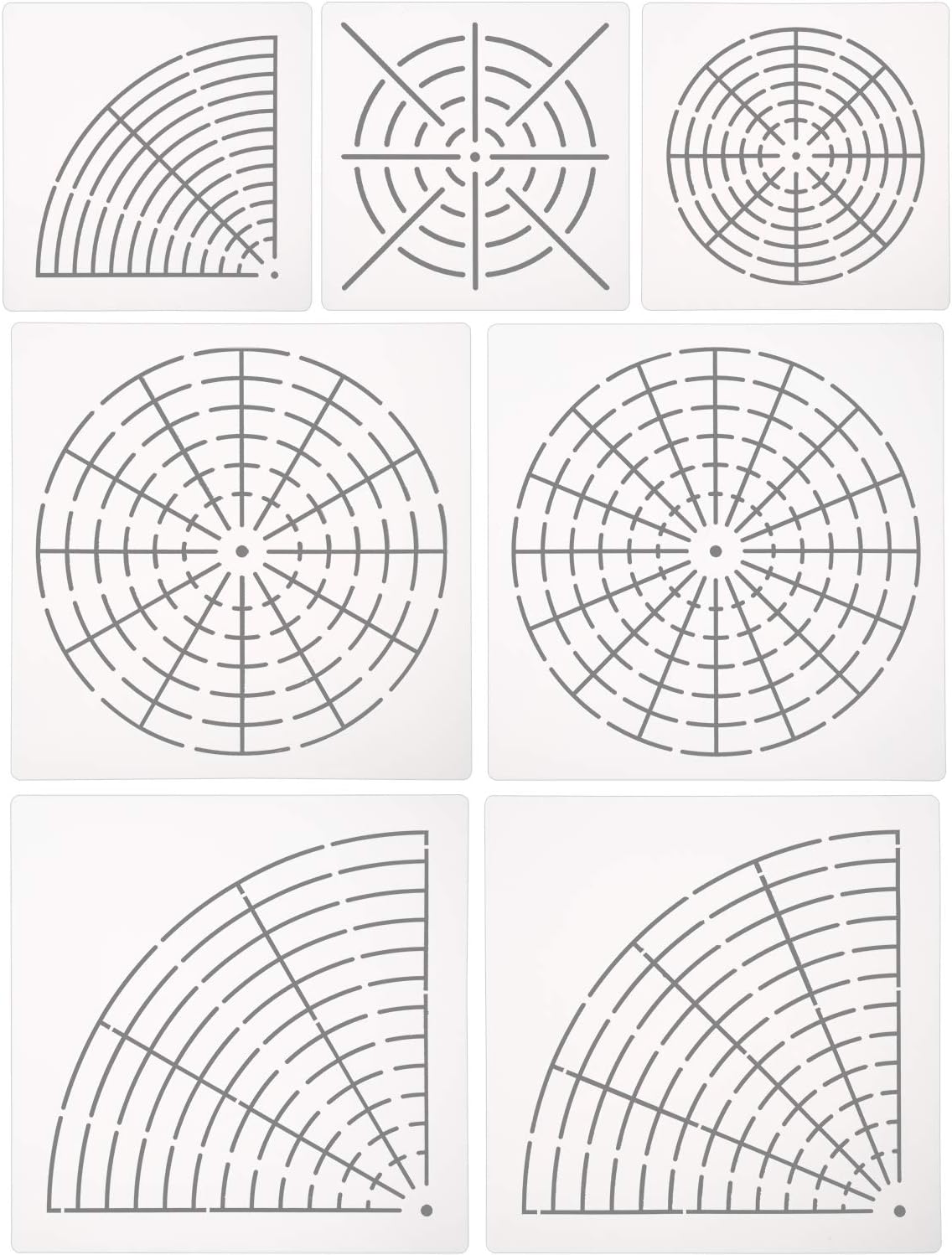 Gejoy 7 Pieces of Mandala Stencil for Painting Large Reusable Stencils Template Set Dotting Tool for Painting on Wood Floor Wall Tile (16, 12, 8 Segment) (S, M, L)