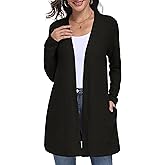 Lepunuo Cardigan Sweaters for Women Long Sleeve Lightweight Open Front Knit Cardigans Casual Loose Sweater with Pockets