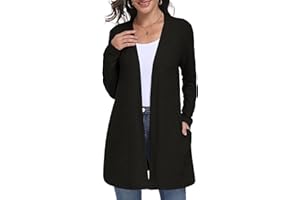 Lepunuo Cardigan Sweaters for Women Long Sleeve Lightweight Open Front Knit Cardigans Casual Loose Sweater with Pockets