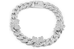 Ingemark Shiny Rhinestone Butterfly Anklet Hip Hop Cuban Link Ankle Chain Bracelet for Women Teen Girls Cute Fashion Music Party Rave Anklet Jewelry