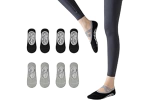 4 Pairs Yoga Socks for WomenNon,Slip Pilates Socks with Silicone Grip - for Yoga, Barre, Workout & Hospital