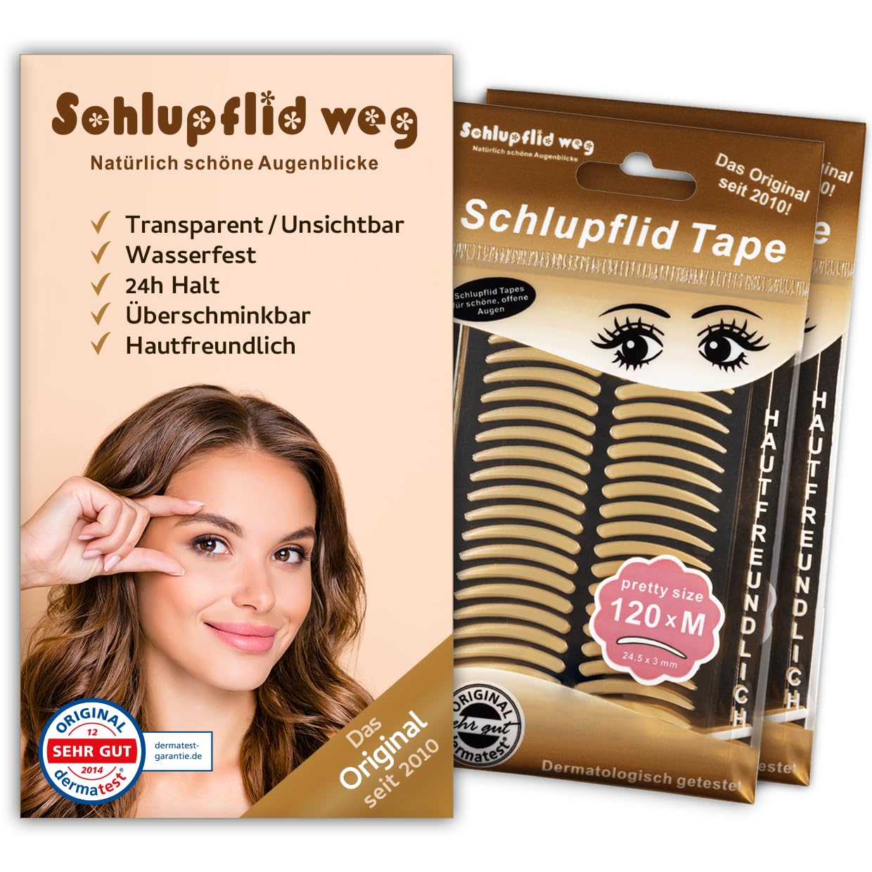 Eyelid Tape "SCHLUPFLID TAPE®" - Eyelid lift without surgery, slip-on eyelid strips for beautiful open eyes, invisible eyelid lift strips, eyelid tape for droopy lids (M (240x))