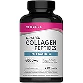 NeoCell Collagen Peptides | 250 Tablets | with Vitamin C | Grassfed Supplement | Hair, Skin, & Nails | for Women and Men