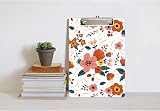 Hnogri A4 Clipboard Red Flowers Low Profile Clip High-Gloss PP Plastic view 5