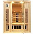 KUNSANA 3 Person Infrared Sauna, Ceramic Infrared Sauna 3 Person, Far Infrared Saunas for Home, Low EMF Infrared Indoor Sauna, Hemlock Wooded Sauna Room, Bluetooth Speakers, Chromotherapy Lights
