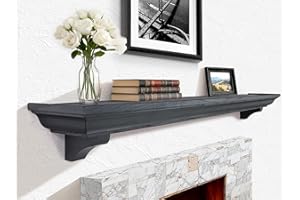 LXWZHK 60 Inch Fireplace Mantel Shelf with Corbels, Rustic Floating Shelf for Wall, Wooden Fireplace Mantle for TV Mounting & Living Room, Black