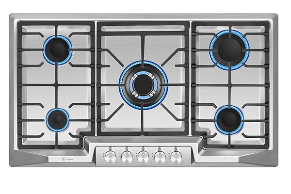 Empava 36" Stainless Steel 5 Italy Sabaf Burners Gas Cooktop