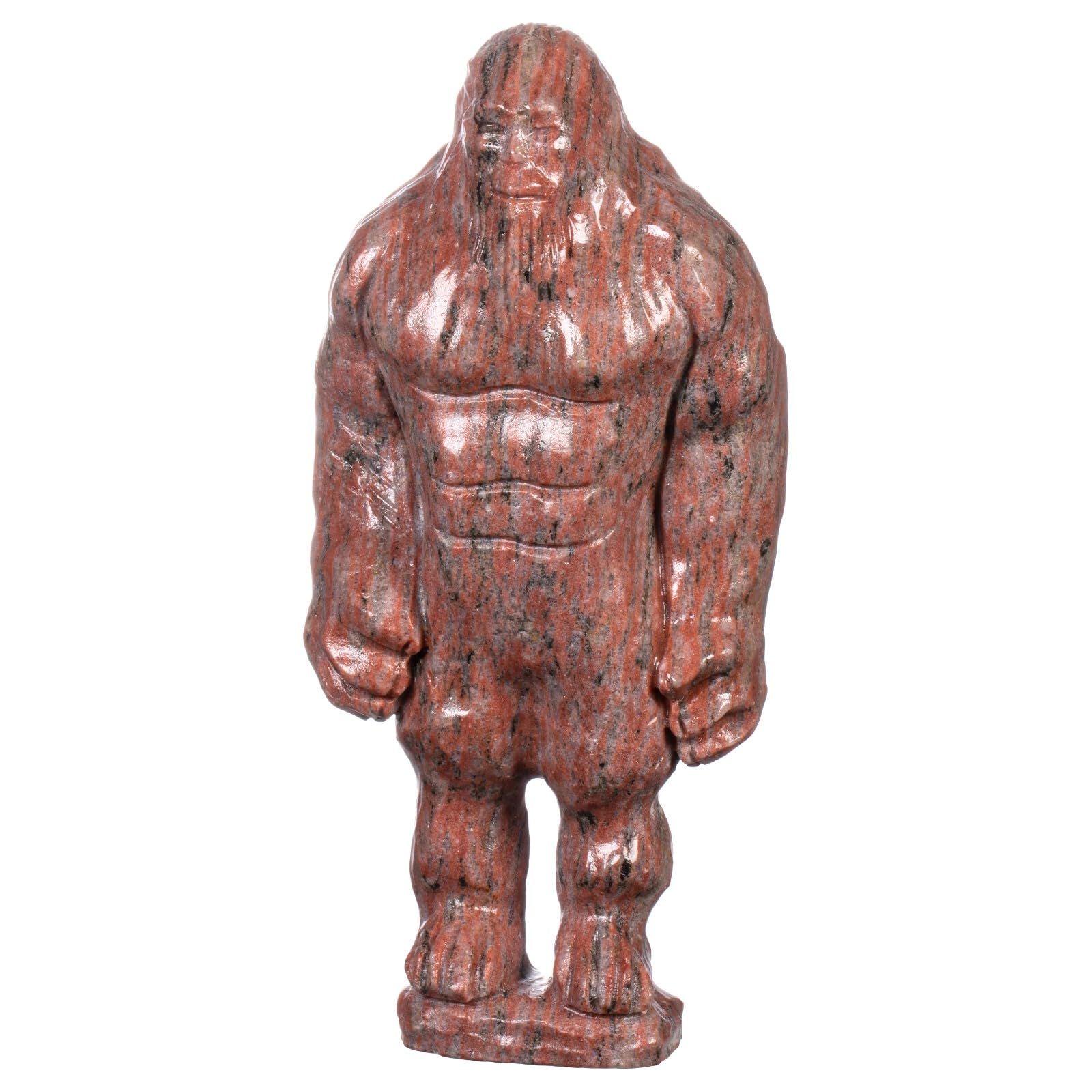 mookaitedecor Hand Carved Natural Sesame Red Stone Strong Ape Figure Statue Collectible Figurine Home Ornament, Stone Art Figurine Ancient Human Sculpture Unique Novelty Red Living Room Decor
