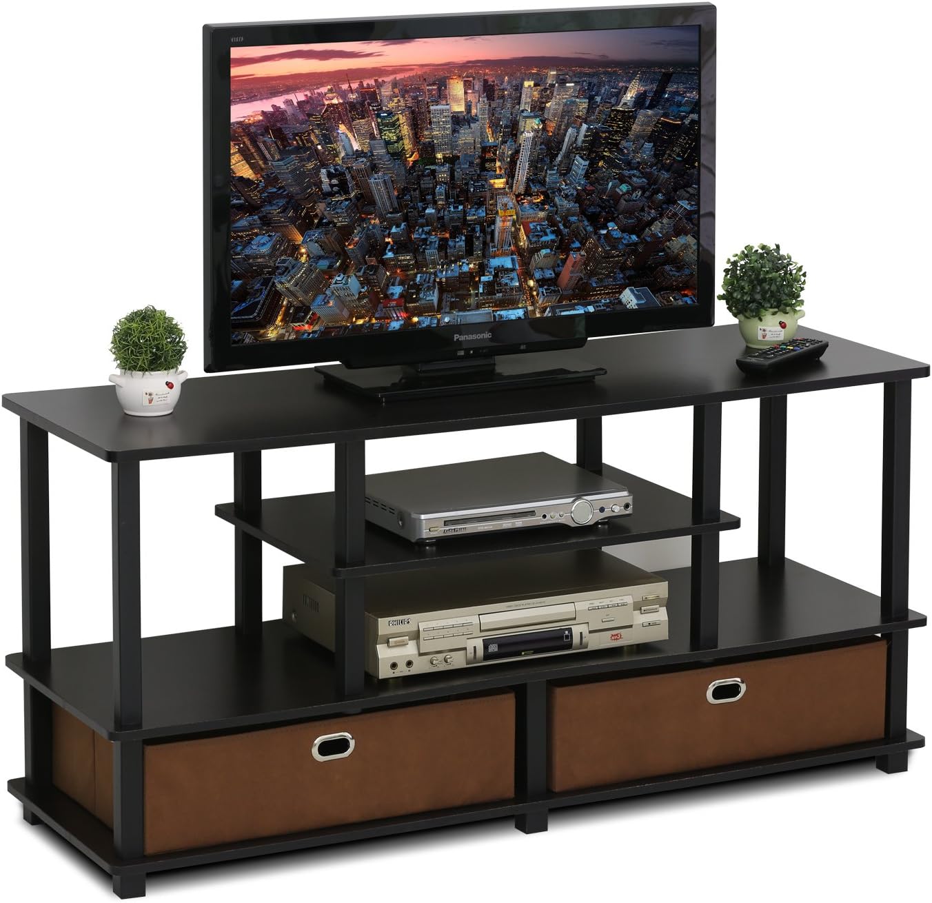 FURINNO JAYA TV Stand, Black: Furniture & Decor