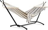 VonHaus Hammock with Stand Freestanding 1 Person Polycotton Blue White