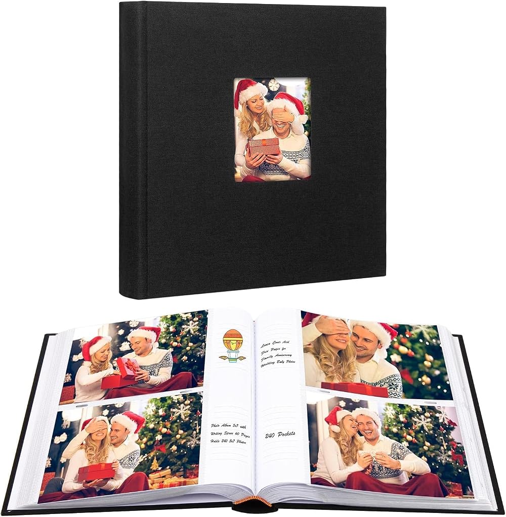 Niselity 7x5 Photo Album Linen Cover 240 Pockets Writing Space