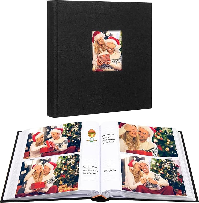 Niselity 7x5 Photo Album Linen Cover 240 Pockets Writing Space