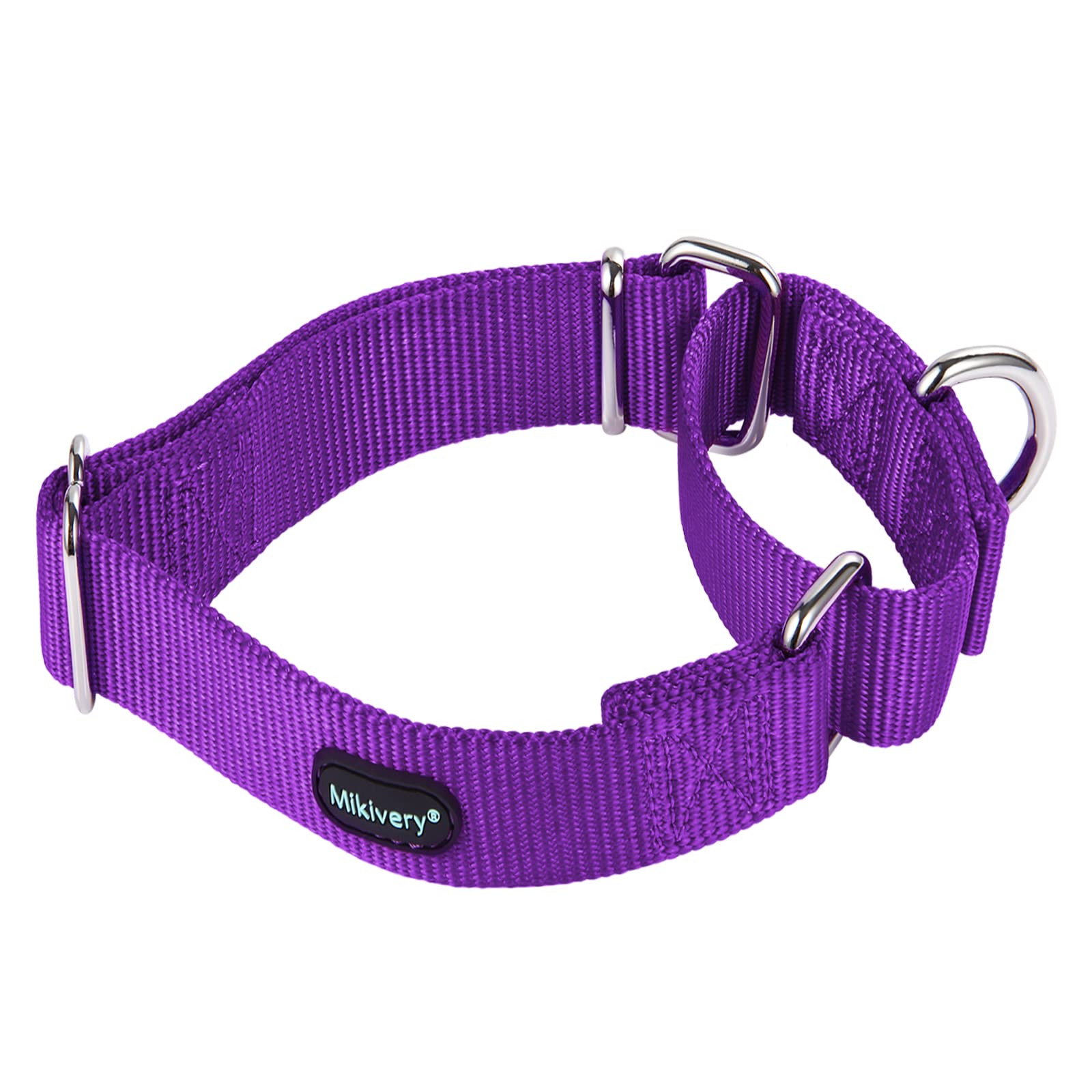 Mikivery Martingale Dog Collars Nylon Adjustable and Safety Choke Training Purple Comfortable Pet Collar for Medium and Large Dogs — image 1