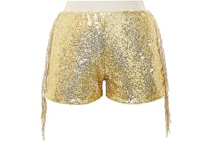 CHENBAO Women Shorts Tessel Sequin Sparkle Short Pants Ladies Birthday Party Shorts Halloween Clothes