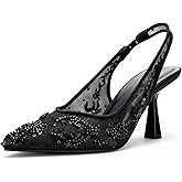 Viciously Vixen Women’s Wedding Shoes for Bride, 2.5 Inch Kitten Heels, Slingback Pumps, Rhinestone and Embroidered Bridal Heels, Elegant Dress Shoes for Evening and Parties