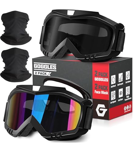 LJDJ Dirt Bike Goggles With UV Protection & Attached Balaclava - Motocross, ATV, Off-Road Riding Glasses - View #4