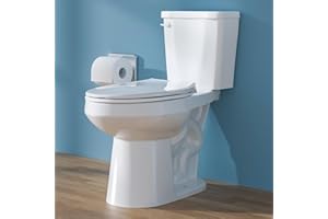 HOMLYLINK 17 Inch Tall Toilet for Seniors Elongated ADA Toilet High Toilet Comfort Bowl Height for Bathroom, Two-Piece Single Flush 1.28 GPF 12” Rough In,White, Elongated Oval Bowl