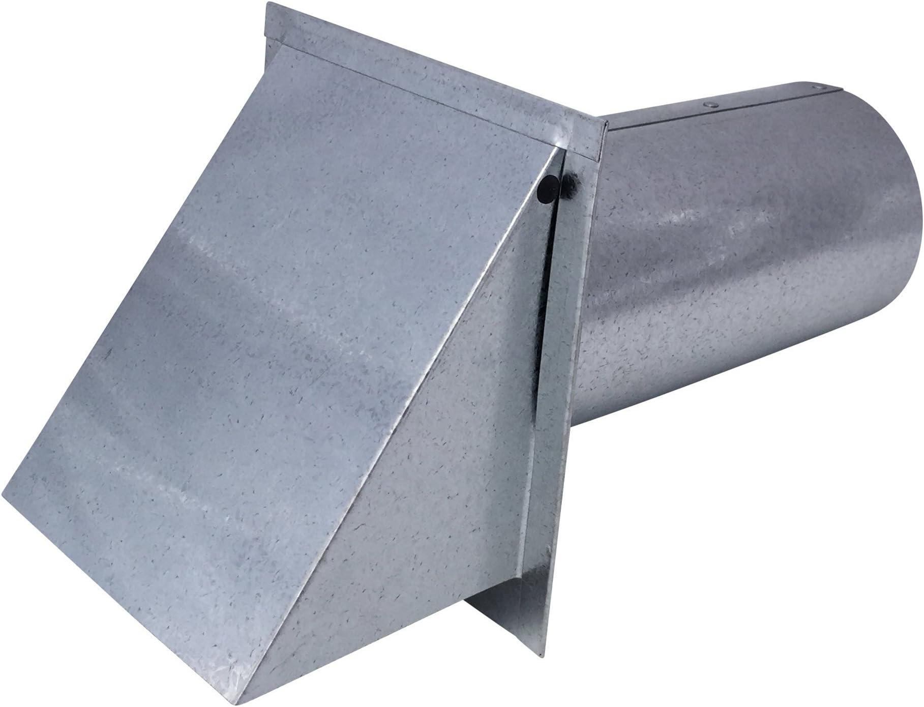 5 Inch Wall Vent Cap - Galvanized Steel - Damper Only - Heavy Duty Hooded Metal Caps for Exterior Side Wall Exhaust - Spring Loaded Backdraft Damper by Vent Works