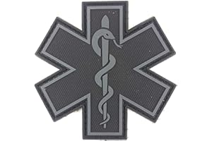 PVC Morale Patch - EMS - Medical Responder 3" Star of Life - Black & Grey - Single Snake