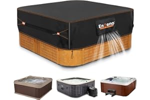 Enzeno Outdoor SPA Hot Tub Cover Waterproof Square 96 x 96 inch fit 94 x 94 or 93 x 93 or 92 x 92 420D Heavy Duty Cub Hot Tub Lid Protectors Protective Cover Cap