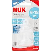 NUK First Choice+ Teats for Baby Bottles | 6-18 Months | Flow Control | Anti-Colic Vent | BPA-Free | 2 Count