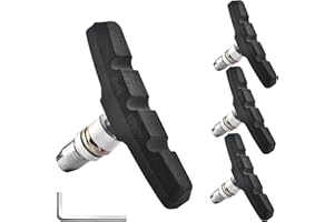 Arespark Bike Brake Pads, 2 Pairs Universal Bicycle V-Brake Blocks Shoes, V Brake Rubber Pad with Hex Nuts Gasket Wrench, Cyc