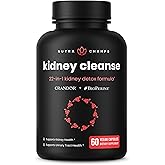 Kidney Cleanse Detox | 22-in-1 Kidney Support Supplement | 25,000mg Cranberry Pills Extract | Extra Strength Repair & Flush Premium Formula | Urinary Tract Health for Women & Men | 60 Vegan Capsules