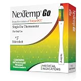 NexTemp Go Disposable Oral & Axillary Thermometer for Adults & Kids, Single Use Temperature Thermometer for Travel, Home, or First Aid Supplies, Hygienic, Individually Wrapped, Fahrenheit, 100 Pack