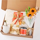 oolevassy Sunflower Gifts for Women, Care Package for Women, Birthday Box for Woman, Hug in A Box, Get Well Basket, Birthday Gift Set, Self Care Gift Basket, Self Care Package