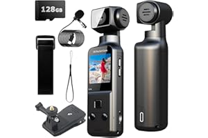 YONDENE Body Camera 5K with External Microphone, Video & Audio Mini Vlog Camera with 270° Rotated Lens, Pocket Cam for Sport, Outdoor, Riding, Travel, 128GB Included