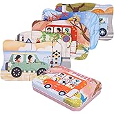 JMANNI Puzzles for 3 4 5 6 Year Olds, 5-in-1 Vehicle Jigsaw Puzzles with Iron Box for Storage, Vehicle Toys Gifts for Boys, G