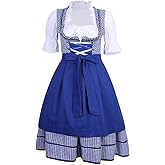 GloryStar Women's German Dirndl Beer Dress 3 Pieces Costumes for Bavarian Oktoberfest Carnival Festival