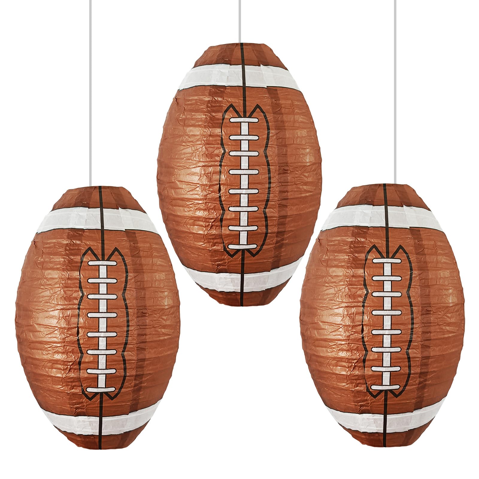 Photo 1 of 3 Pcs Football Lanterns Paper Rugby Lanterns 12 Inch Football Party Decors for Outdoor/Backyard Football Game Day Party Favors