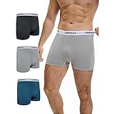 YARNAXA Men's High Waisted Boxer Briefs 3 Pack, Nylon Stretch Underwear with Breathable Soft Comfort Fit, No Ride-Up