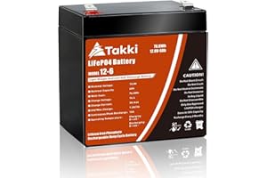 Takki 12V 6Ah LiFePO4 Battery, 12V Battery Deep Cycle Lithium Iron Phosphate Rechargeable Battery, F2 Terminal Built-in 6A BMS Perfect for RV/Outdoor Camping, Fish Finder, Small UPS