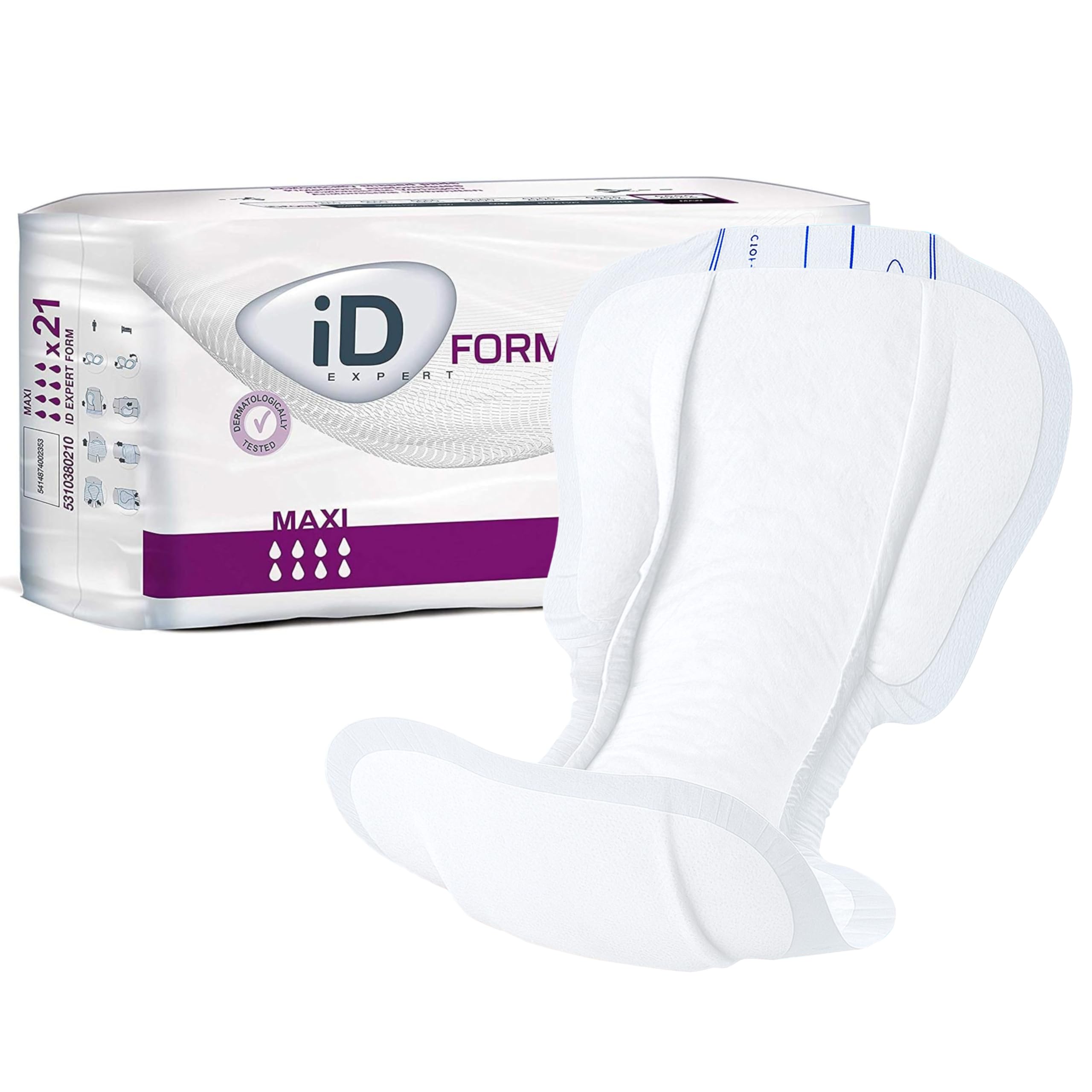 iD Sensitive Form Disposable Maxi Incontinence Pads, Men's and Women's, Anti-Leak Protection, Wetness Indicator, Odour Control, 1030ml, 21 Pads