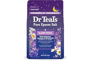 Dr Teal's Pure Epsom Salt Soak, Sleep Blend with Melatonin, Lavender & Chamomile Essential Oils, 3 lbs