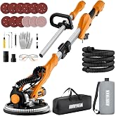 Drywall Sander, 780W Electric Drywall Sander with Vacuum Dust Collection, 600-1900RPM Wall Sander with 7 Variable Speed, Foldable &amp; Extendable Handle, Double-Deck LED Light, Dust Bag and Hose