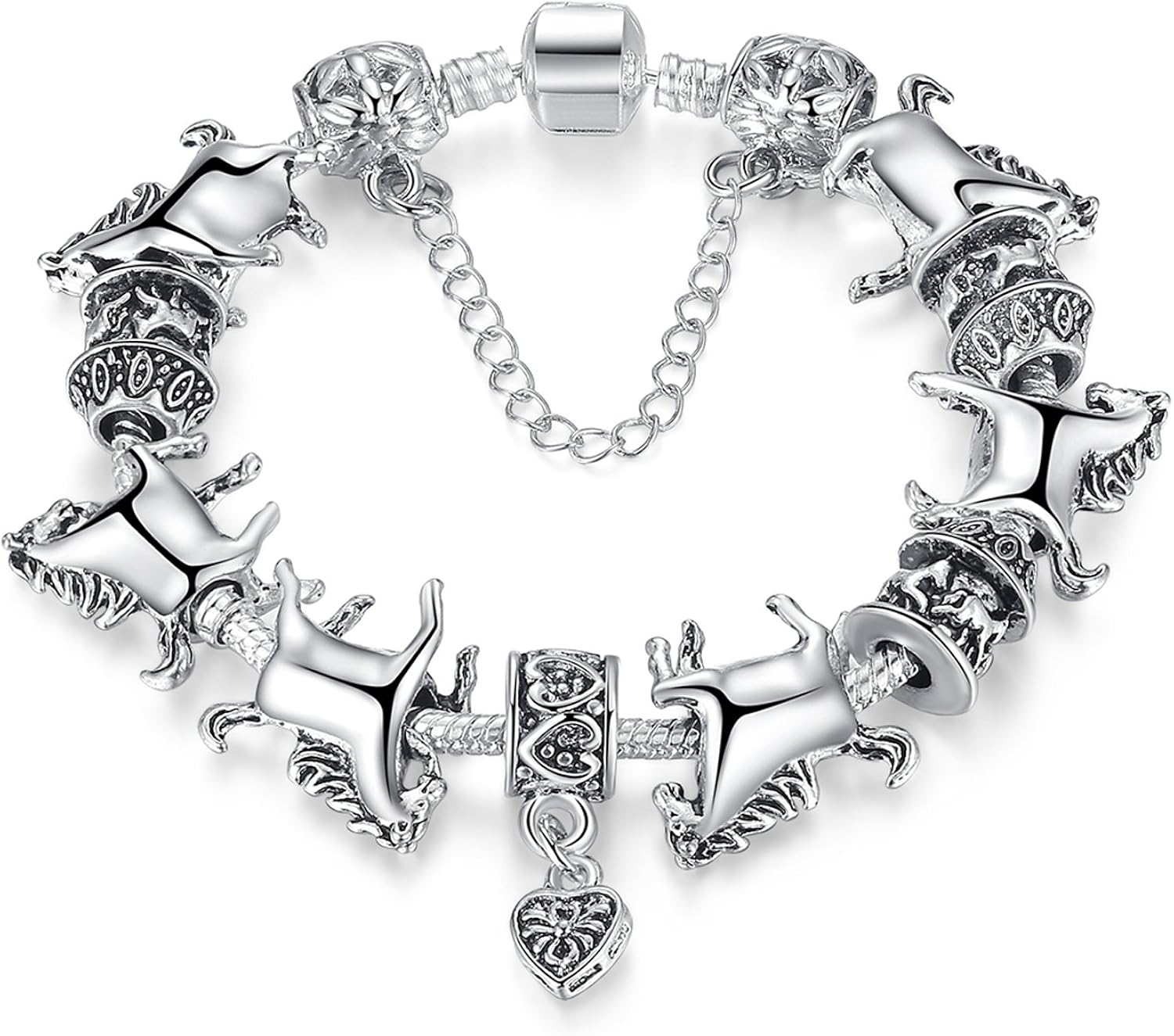 YOUFENG Perles, Bracelet pour Filles et Femmes, Verre Murano, Perles, Fleur Rose, améthyste, Bracelets. Multicolore