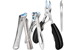 YHOVID Toe Nail Clippers for Men, Toenail Clippers for Thick Nails for Seniors, German Ultra Sharp Stainless Steel Fingernail Clipper with Catcher, Heavy Duty Ingrown Nail Cutter Long Handle with Wide Jaw