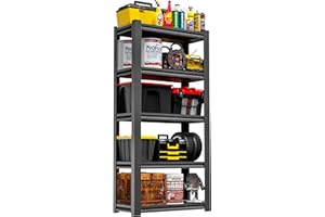 DARTIIA 72" H Garage Shelving 2500LBS Heavy Duty Storage Shelves Adjustable 5 Tier Metal Shelves for Storage Garage Industrial Shelving Utility Racks,16" D*36" W*72" H,Black