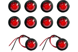 JUSTTOP 10 PCS 3/4" Round LED Side Marker Lights, 12V Waterproof Front Rear Side Marker Indicator Light, Mini LED Clearance L
