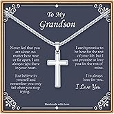 IEFLIFE Cross Necklace Gifts for Men, Silver/Gold/Black Cross Necklace Box Chain Necklace for Men, Fathers Day Valentines Christmas Religious Christian Gifts for Dad Son Husband Step Dad