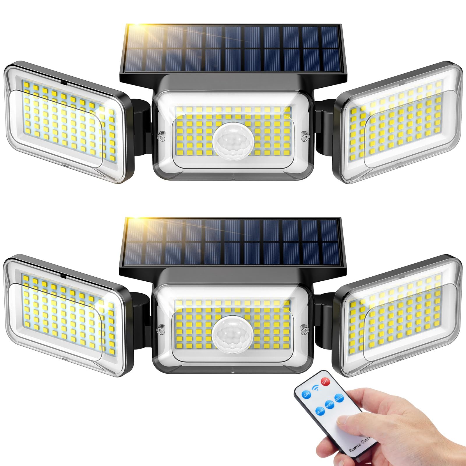 Photo 1 of Mokot Solar Lights Outdoor, 3 Head Solar Motion Sensor Outdoor Lights, IP65 Waterproof Solar Powered Flood Security Lights for Garden Patio Yard House Outside- 2Pack, Cool White