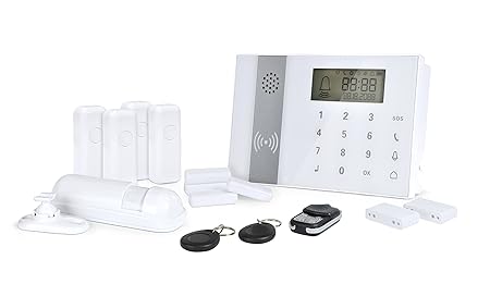 zoomyo GSM Funk Alarmanlagen-Set Z-ALARM-009 inkl. 9-tlg. Zubehör - bis zu 98 Sensoren! Touchbedienfeld und RFID- / Kontaktch