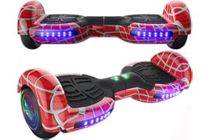 EMAXUSA, Spider-Pattern Hover Board for Kids Ages 6-12, with Bluetooth Speaker and LED Lights 6.5" Hover Board, UL2272 Safety Certified (Red)