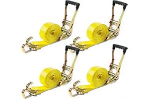 4 Pack 2 Inch Ratchet Straps Heavy Duty, 8800lbs Break Strength, 20ft Tie Down Straps Ratchet with Double J Hook, Cargo Ratch