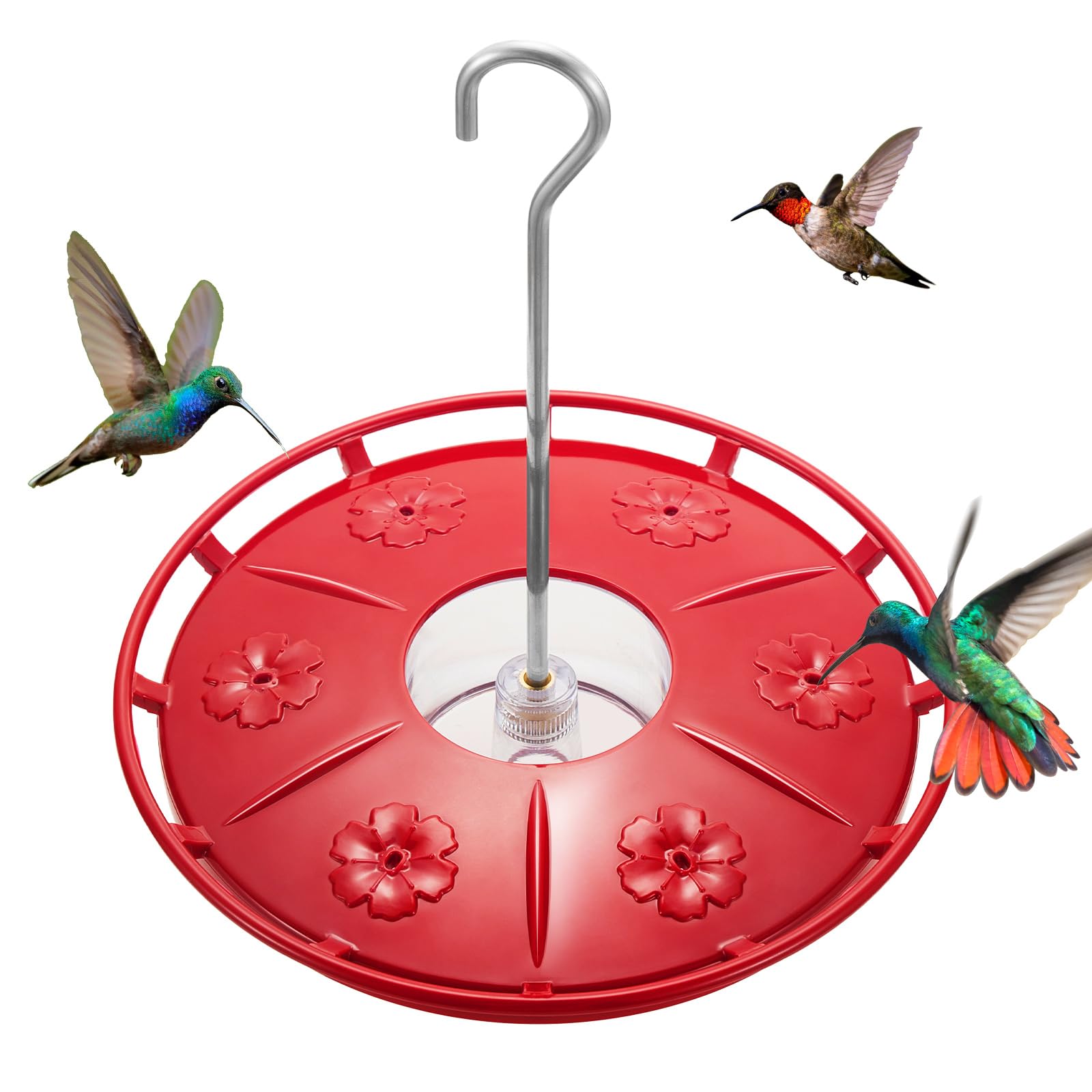 Photo 1 of Kingsyard Hummingbird Feeders for Outdoors Hanging, Nectar Bird Feeder with 6 Bee Proof Feeding Ports and Ant Moat, Easy to Refill & Clean, Leak-Proof (8 OZ)