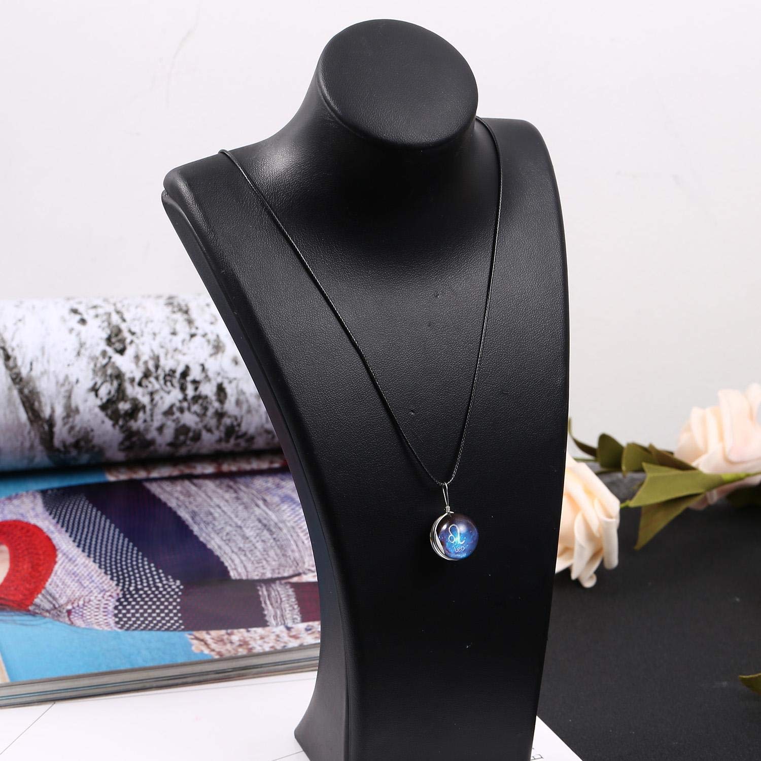 Chiak Twelve Constellation Symbols Gem Pendant Glass Ball Night Light Glow Necklace Pendant Necklaces