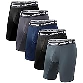 BAMBOO COOL Men's Long Boxer Briefs Performance Long Leg Sports Boxer Brief Underwear MultiPack